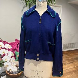 St. John Knit Vintage 2 Piece Sweater Set Jacket & Tank Top Camisole Navy